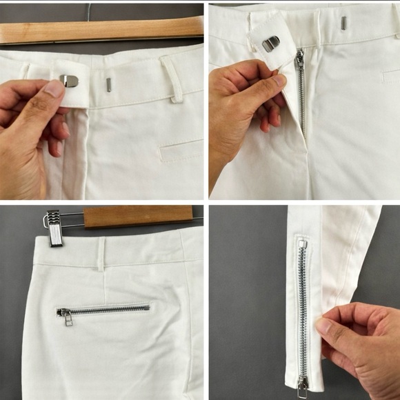 Veronica Beard Tailored White Ankle Zip Skinny Pants Size 2 - Picture 9 of 10